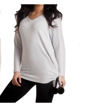French Kyss Supersoft Pom Pom Top - Gray