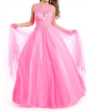 Rachel Allan Sleeveless Open Back Ballgown - Pink