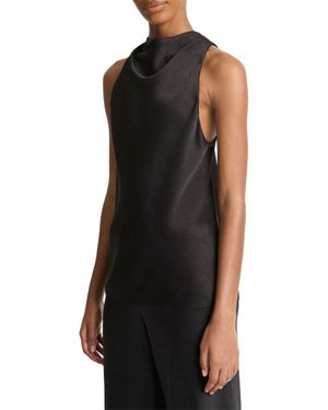 Vince Cowl Neck Bias Satin Top - Black