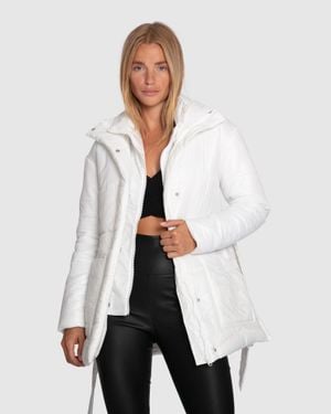 Belle & Bloom Moonrise Belted Puffer Jacket - White