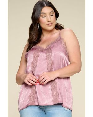 TRUEDAMES Solid Satin Sleeveless Cami Woven Tank Top - Pink