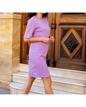 EsQualo Dress R-Neck Paspel Pockets - Purple