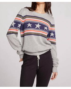 Chaser Brand Star Stripe Sweater - Gray