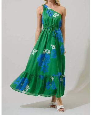 Sugarlips Hemmi Floral Elya One Shoulder Maxi Dress - Green