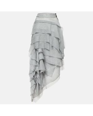Maticevski Mesh Tiered Drape Asymmetric Skirt - Gray