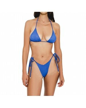 Gigizara Clam Tie-Side Bottom Adjustable Cheeky Coverage - Blue