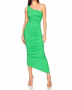 Susana Monaco One Shoulder Gathered Midi Dress - Green
