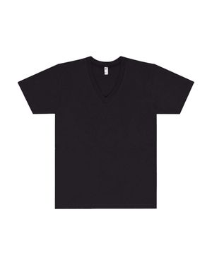 LOS ANGELES APPAREL Usa-Made Fine Jersey V-Neck T-Shirt - Black