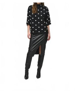 Joseph Ribkoff Juliette Jacquard Sweater Dot Print Top - Black