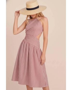 illa illa Asymmetrical Striped Midi Dress - Pink