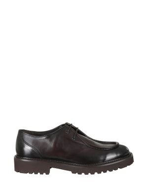 Doucal's Dark Parabout Smooth Leather Lace-Up Derby Shoes - Black