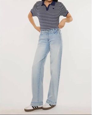 Kancan Mid Rise Wide Leg Pants - Blue