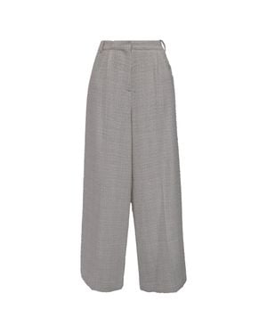 Maje Wide-Leg Tweed Pants - Gray