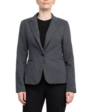 Premise Studio Notched Collar One Button Knit Blazer - Gray
