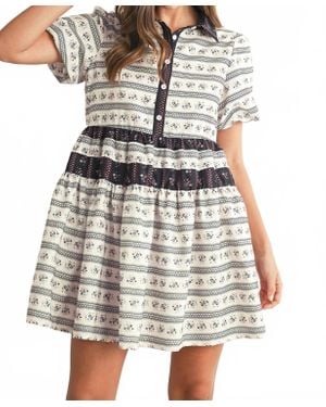 Lovesoft Boho Floral Striped Dress - Gray