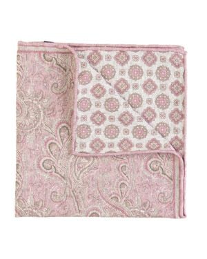Pacific Silk Paisley To Medallion Print Hanky Scarf - Pink