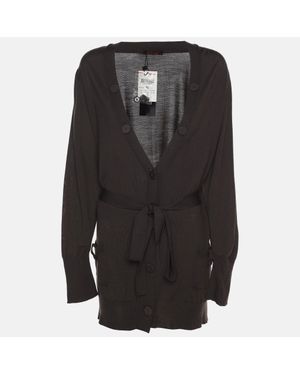 Elena Miro Stretch Knit Belted Cardigan - Black
