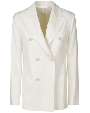 Montedoro Double-Breasted Structured Tailored Wool Blazer - Natural