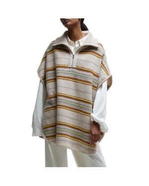 Closed Turtle Neck Poncho - Natural