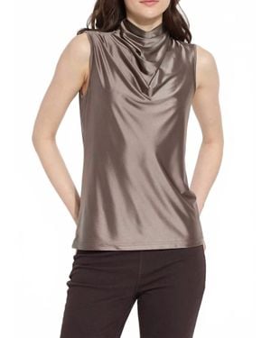Lyssé Irina Satin Jersey Turtleneck Top - Brown