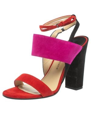 Paul Andrew Tricolor Suede Xiamen Ankle Strap Sandals - Pink