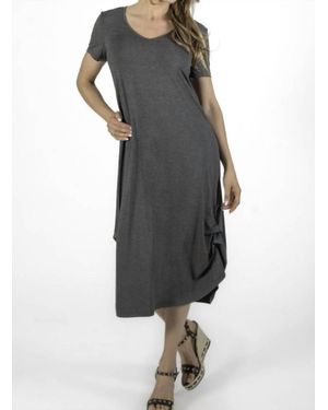 Pure Essence Bamboo Dress With Side Bustles - Gray