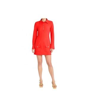 Cinq À Sept Lea Bell Long Sleeve Mini Dress - Red