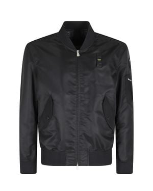 Blauer Rocky Ribbed Trim Water Repellent Polyamide Bomber Jacket - Black
