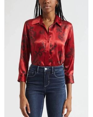 L'Agence Dani 3/4 Sleeve Blouse - Red