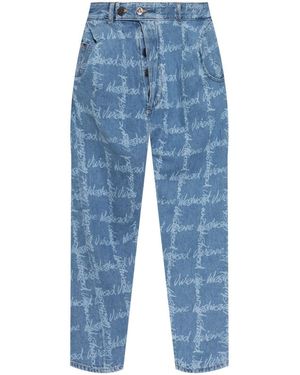 Vivienne Westwood Relaxed Fit Cornflower Jeans With All-Over Logo Print - Blue