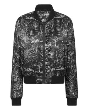 Philipp Plein Nylon Bomber Toile - Black