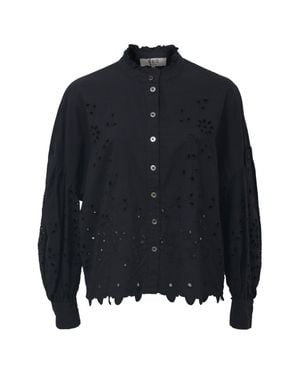 Sea Fern Eyelet Long Sleeve Shirt - Blue