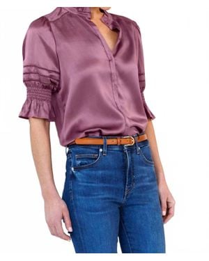 Go> By Go Silk Luxe Fleamarket Embroidered Top - Purple