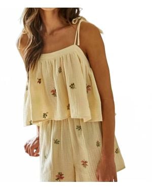 By Together Gauze Embroidered Cami Top - Natural