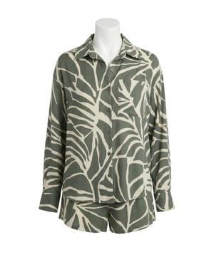 Z Supply Alfie Tova Palm Button Up Top - Gray