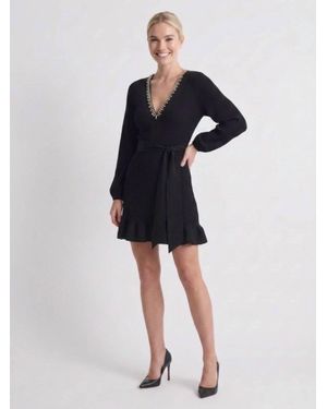 MILLY Liv Crystal Embellished Pleated Dress - Blue