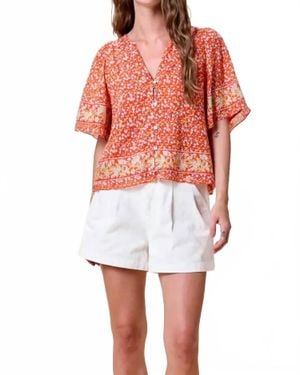 Cleobella Koa Short Sleeve Button Up Blouse - Red