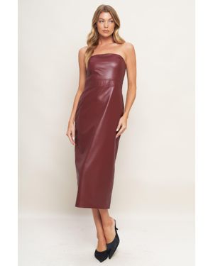 TRUEDAMES Runway Trend Faux Leather Midi Dress - Red