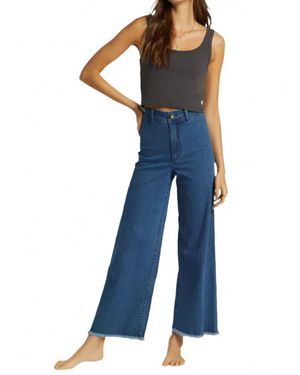 Billabong Free Fall Cropped Wide Leg Pant - Blue