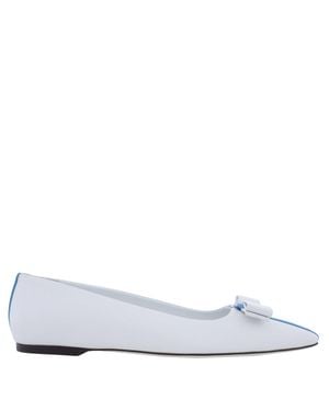 Ferragamo Ferragamo Vara Bow Leather Ballet Flats, Size 7 C - White