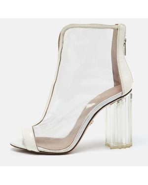 Le Silla Transparent Pvc And Patent Leather Ankle Boots - White