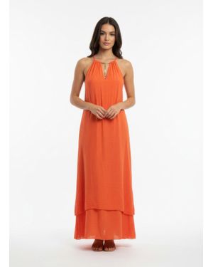 TRUEDAMES Mlle Gabrielle Solid Sleeveless Dress - Orange