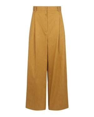 Ferragamo Pleated Wide-Leg Pants - Natural