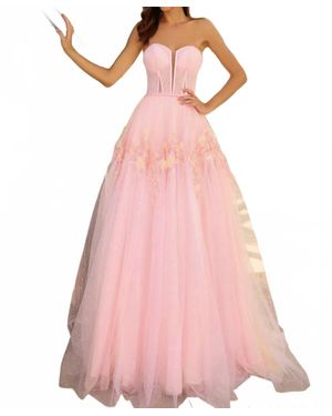 Amarra 3D Floral Corset A-Line Tulle Ball Gown - Pink