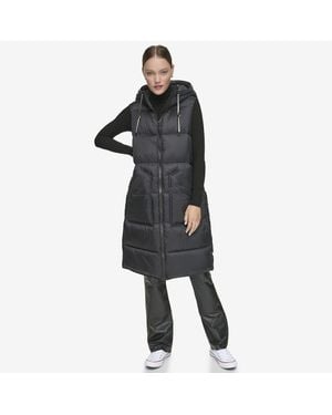 Andrew Marc Kerr Horizontal Rail Quilted Matte Shell Puffer Vest - Black