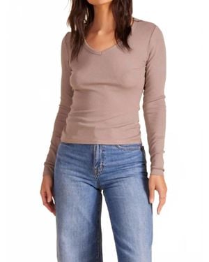 Bobi Long Sleeve V-Neck Tee - Blue