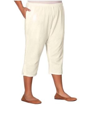 On The Plus Side Crinkle Cotton Crop Pants - Natural