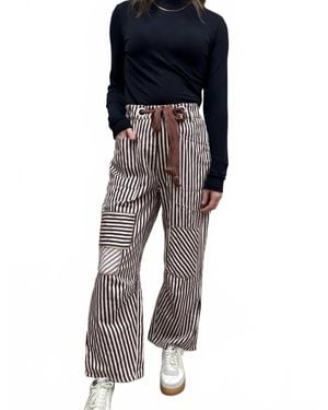 Eesome Striped Drawstring Barrel Pant - Black