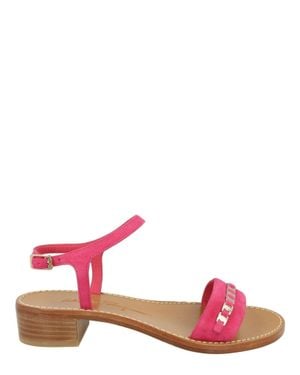 Ferragamo Tremiti Gancini Chain-Trimmed Sandals - Pink
