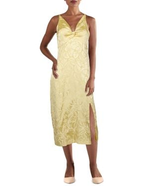Willow Glenda Jacquard V-Neck Midi Dress - Metallic
